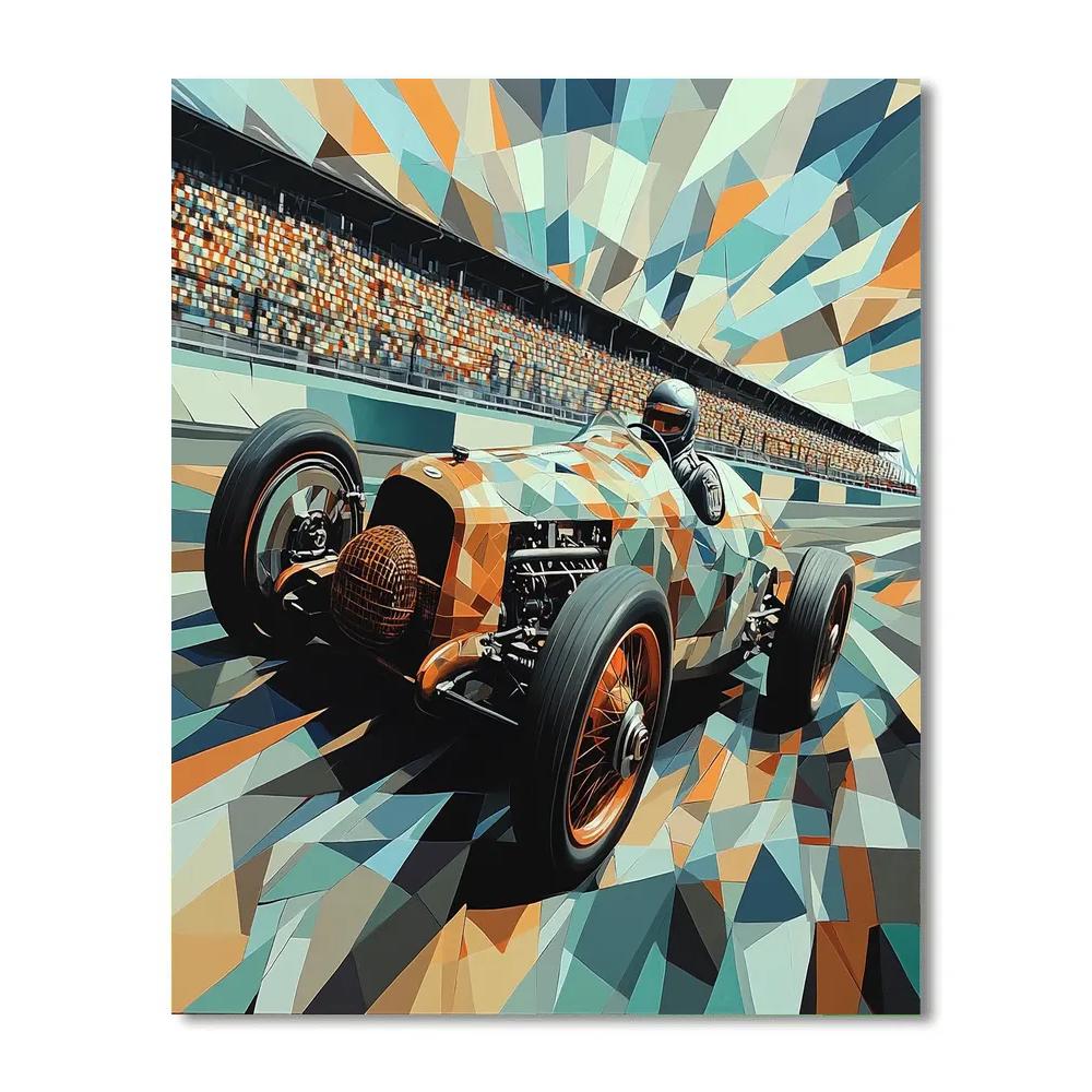 Picasso Inspired Cubist Racing Car Number painting