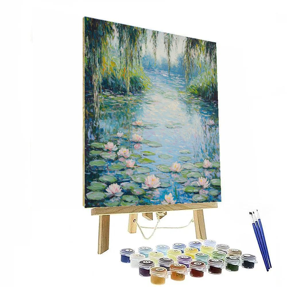 Monet Inspired Lily Pond In Summer Rain Paint by numbers art
