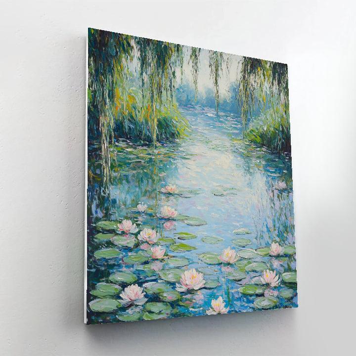 Monet Inspired Lily Pond In Summer Rain Paint by numbers art