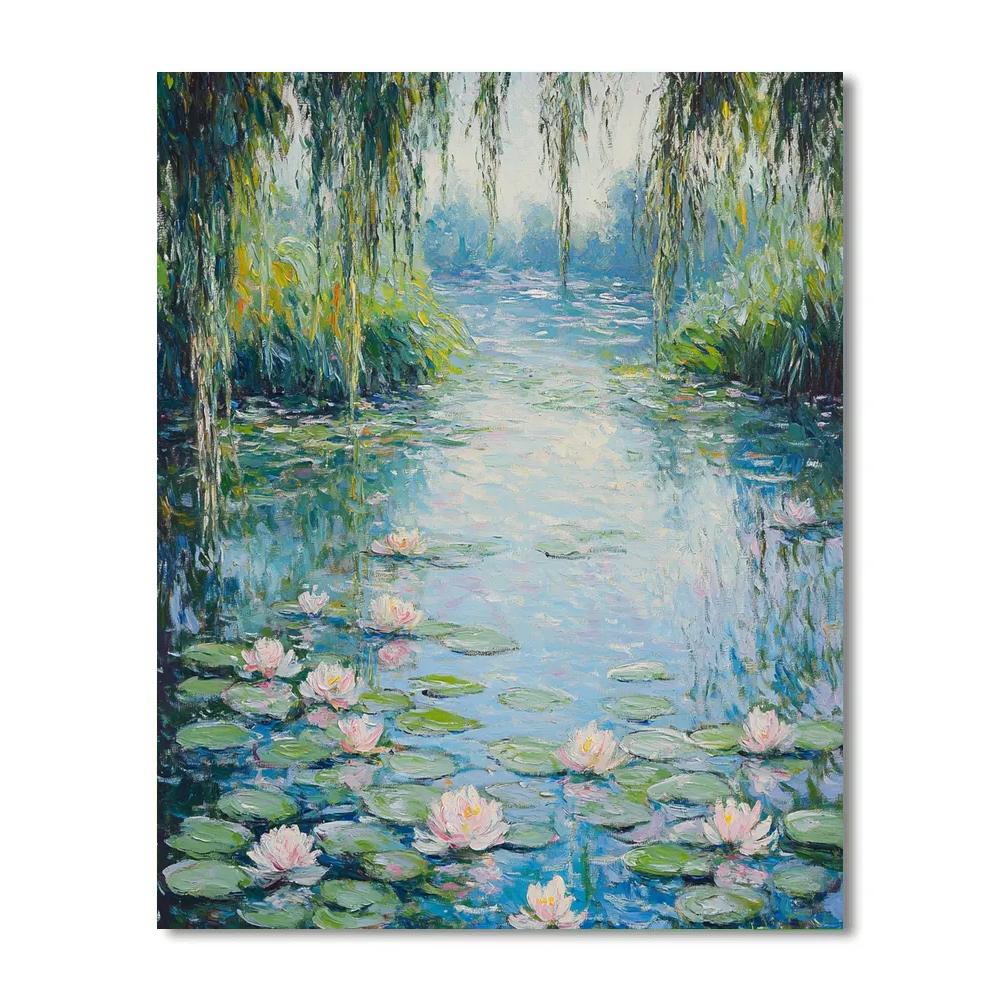 Monet Inspired Lily Pond In Summer Rain Paint by numbers art