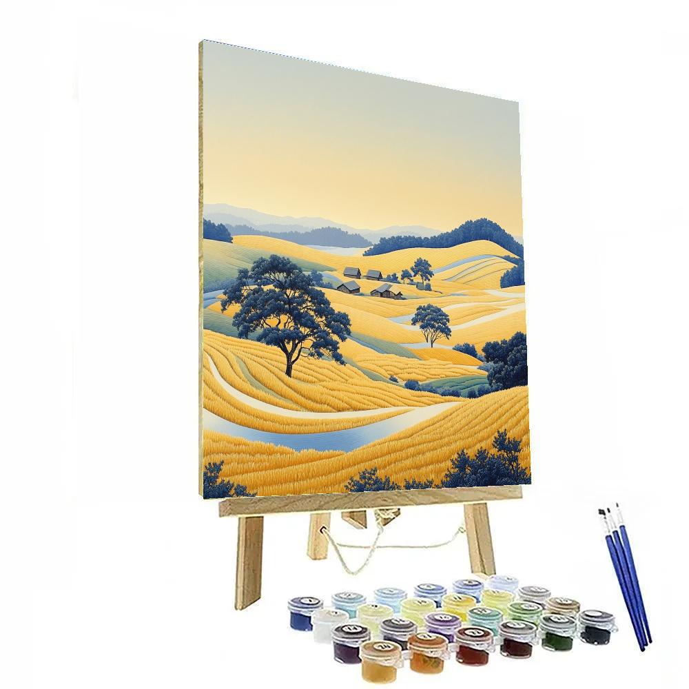 Hokusai Inspired Wind Over Autumn Fields DIY paint by numbers