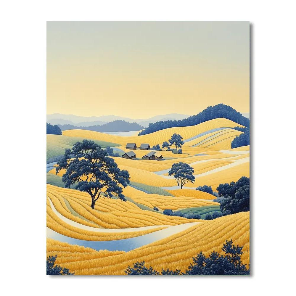 Hokusai Inspired Wind Over Autumn Fields DIY paint by numbers