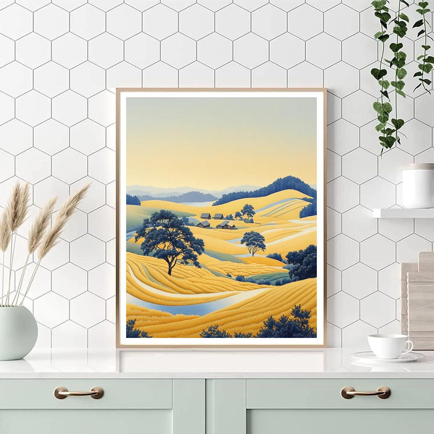 Hokusai Inspired Wind Over Autumn Fields DIY paint by numbers