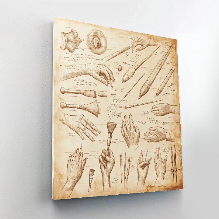 Leonardo Da Vinci Inspired Study Of Hands And Tools Paint by numbers kits