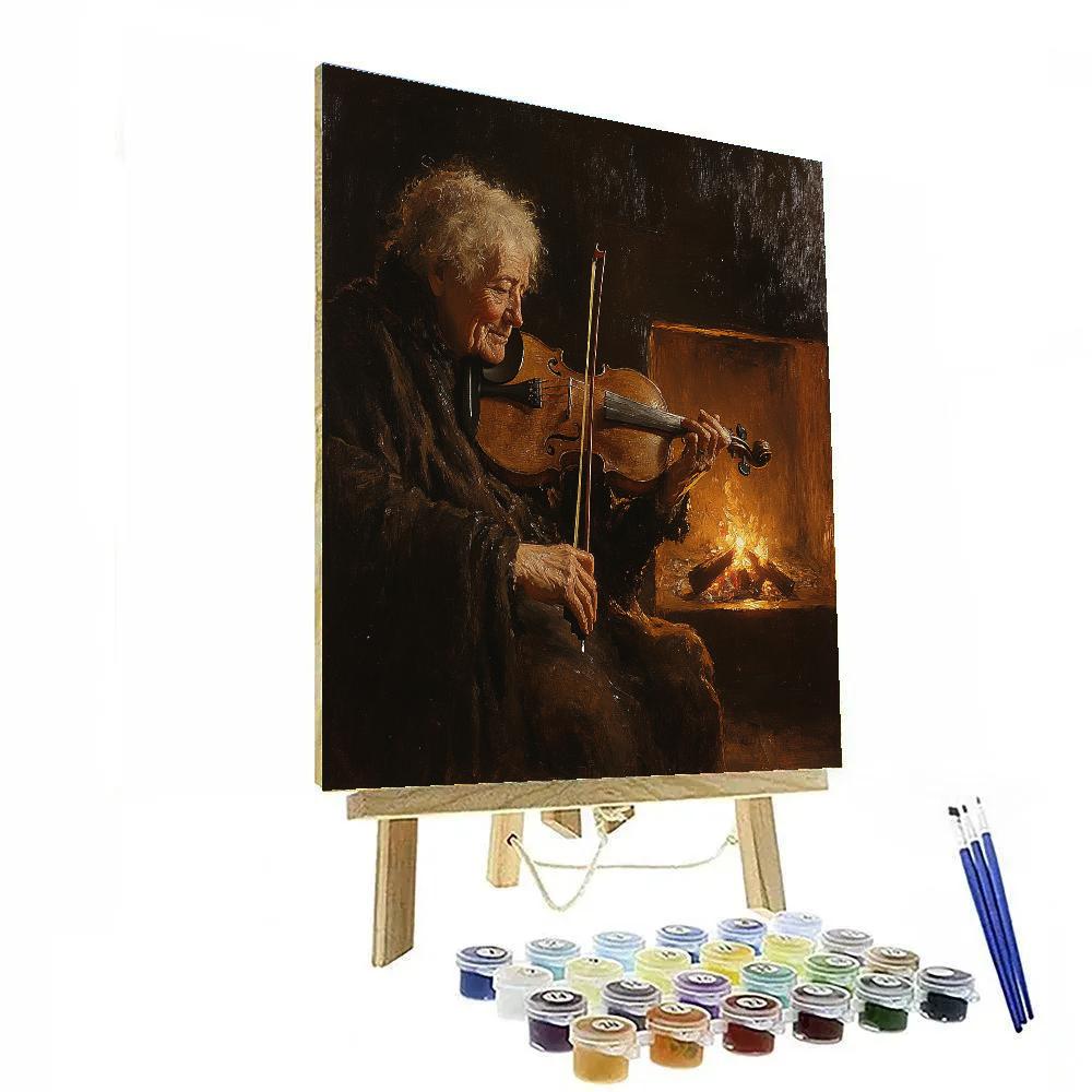 Rembrandt Inspired Old Violinist At Hearth Paint by numbers art