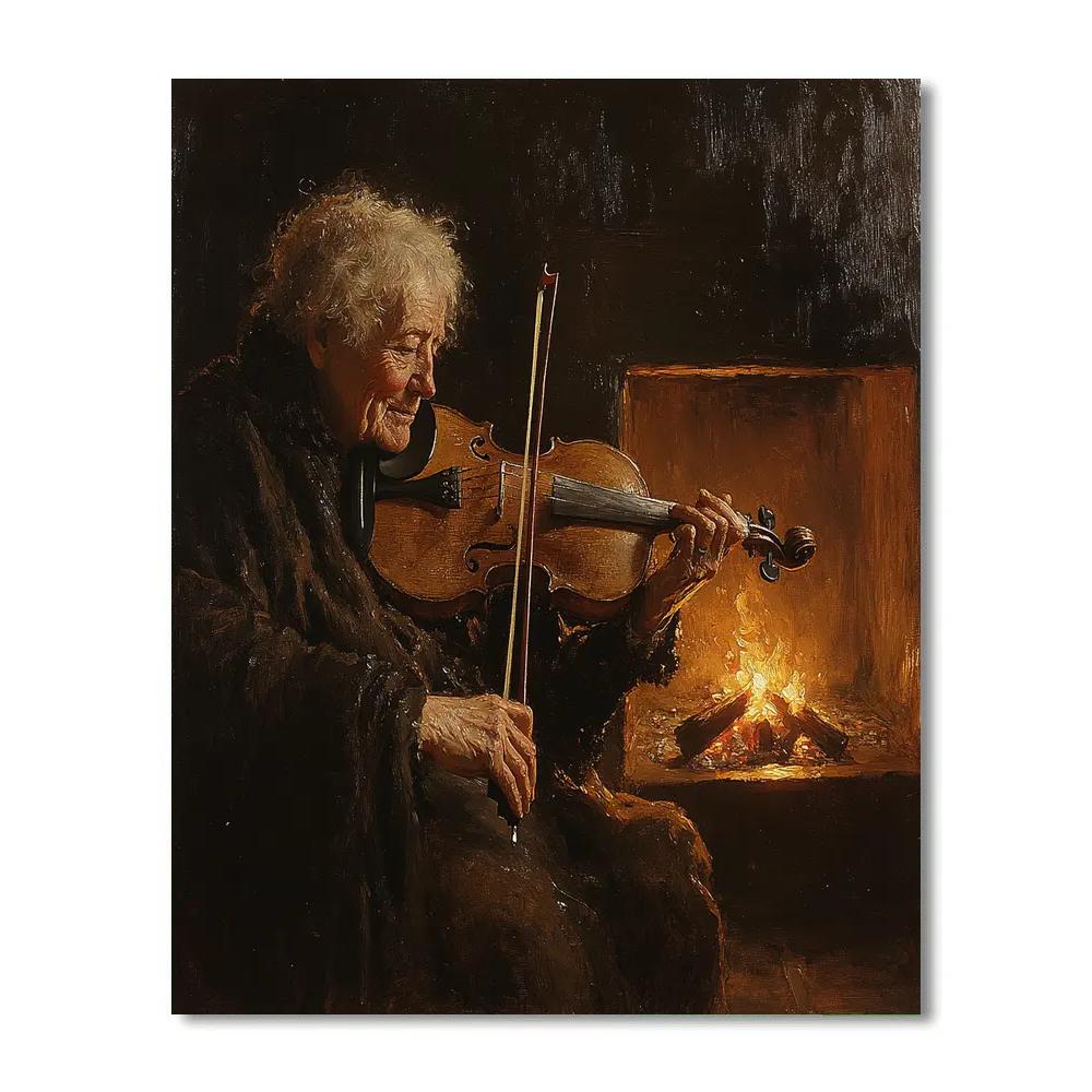 Rembrandt Inspired Old Violinist At Hearth Paint by numbers art