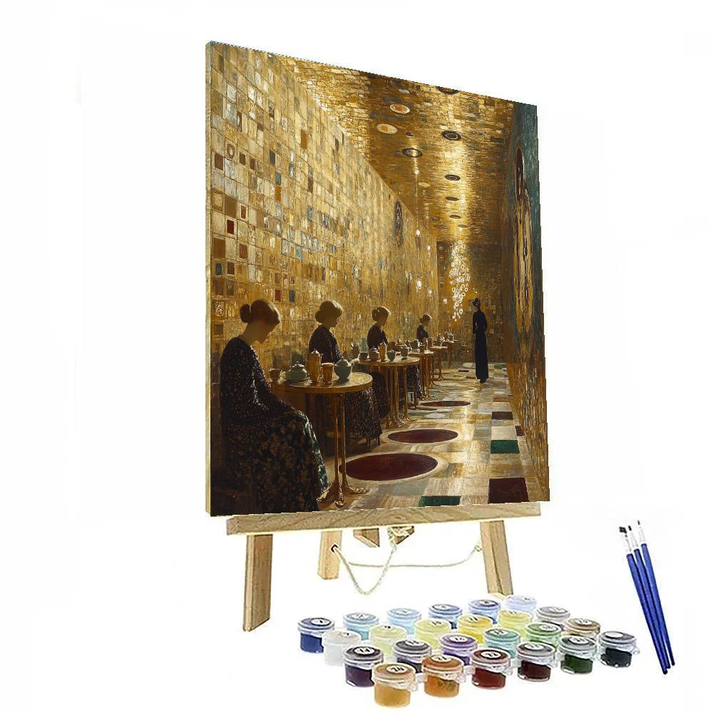 Gustav Klimt Inspired Golden Tea Salon Numbered painting kits