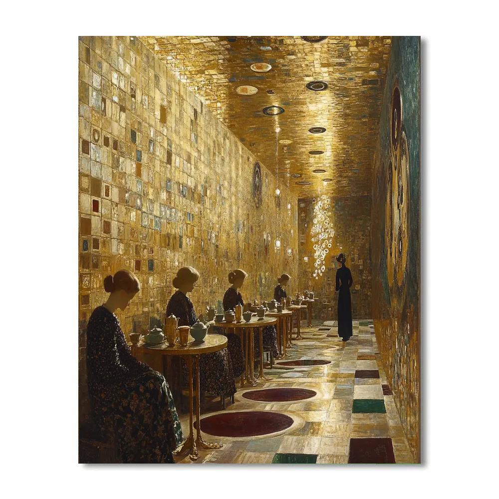 Gustav Klimt Inspired Golden Tea Salon Numbered painting kits