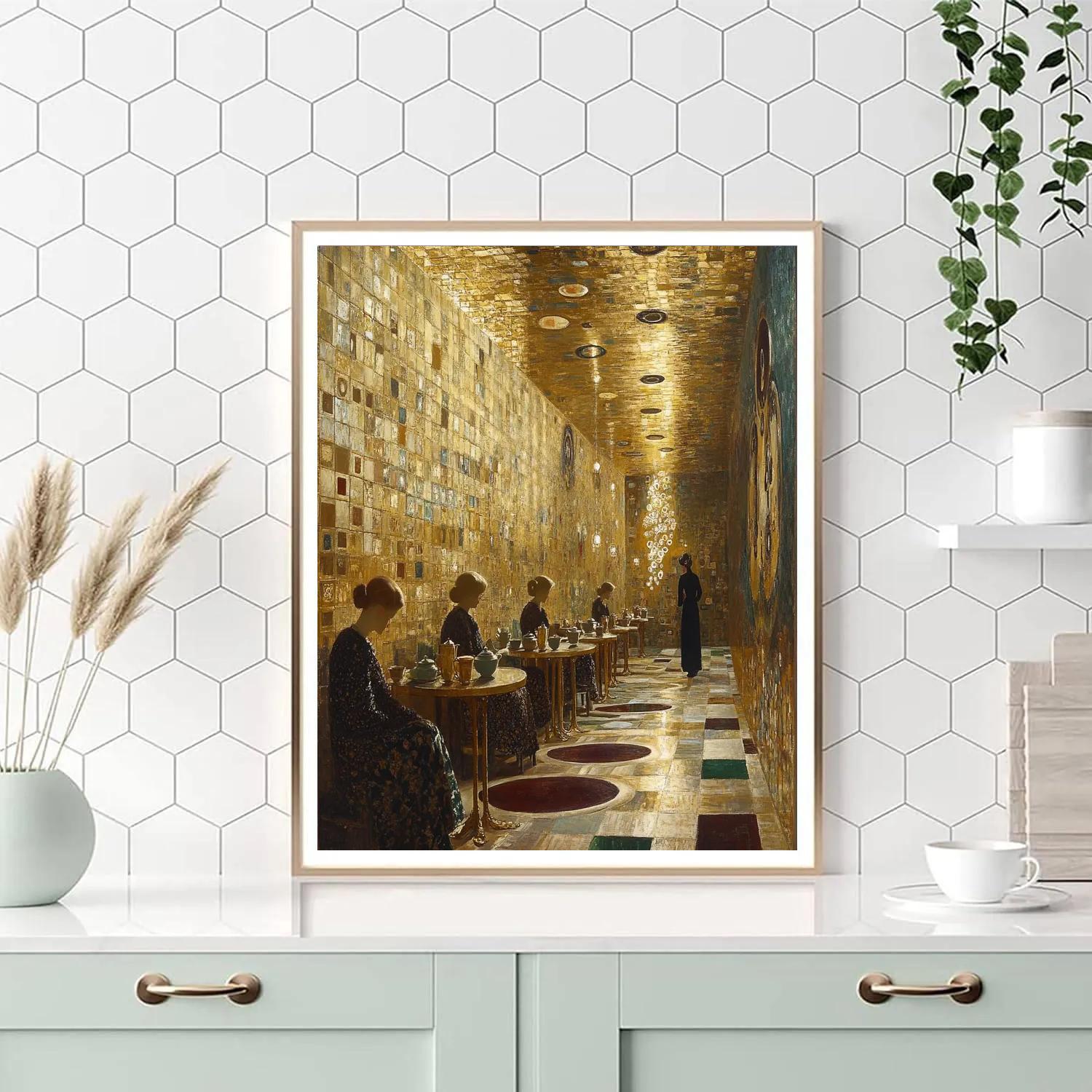 Gustav Klimt Inspired Golden Tea Salon Numbered painting kits