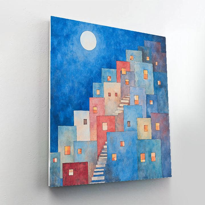 Paul Klee Inspired Moonlit Village Stairs Painting by numbers kit