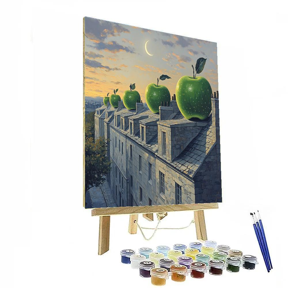 Rene Magritte Inspired Apple Skyline Evening paint by numbers