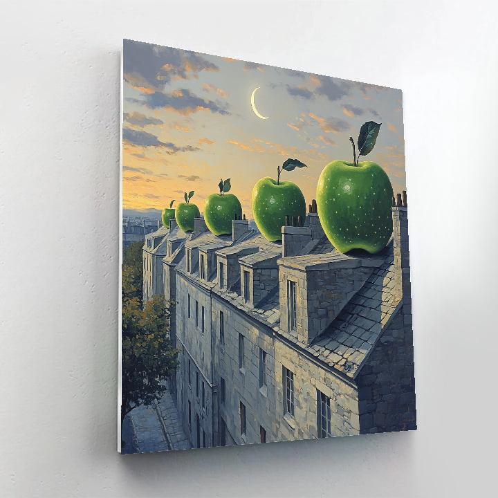 Rene Magritte Inspired Apple Skyline Evening paint by numbers