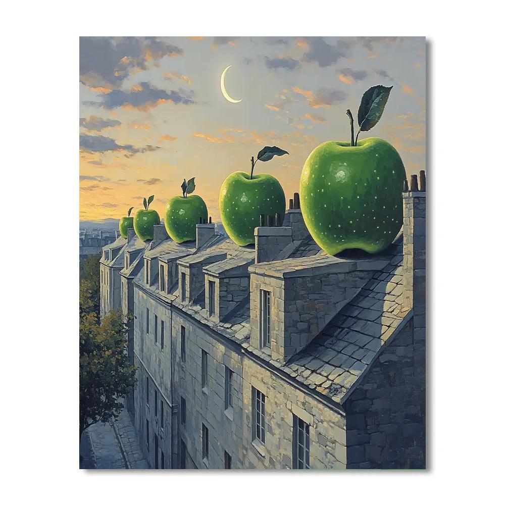 Rene Magritte Inspired Apple Skyline Evening paint by numbers