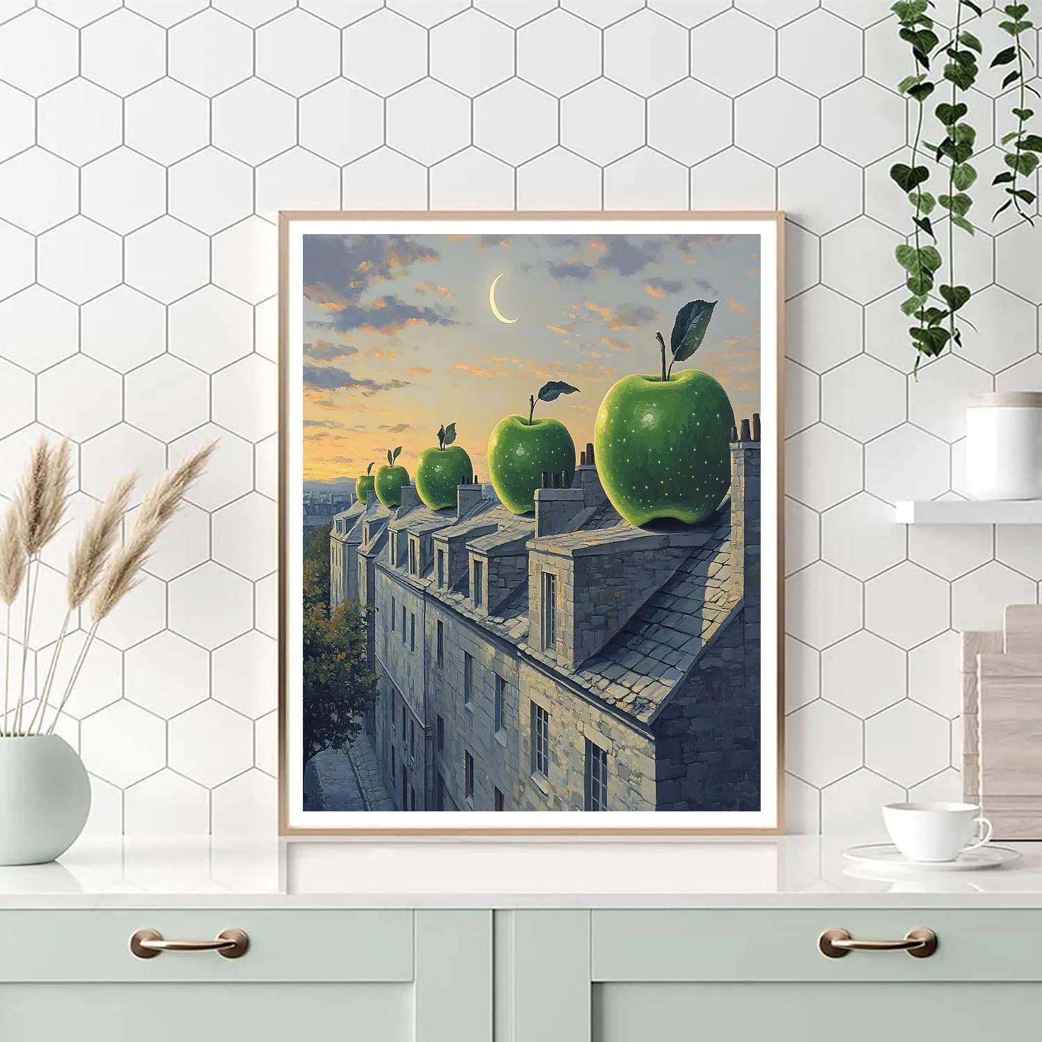 Rene Magritte Inspired Apple Skyline Evening paint by numbers