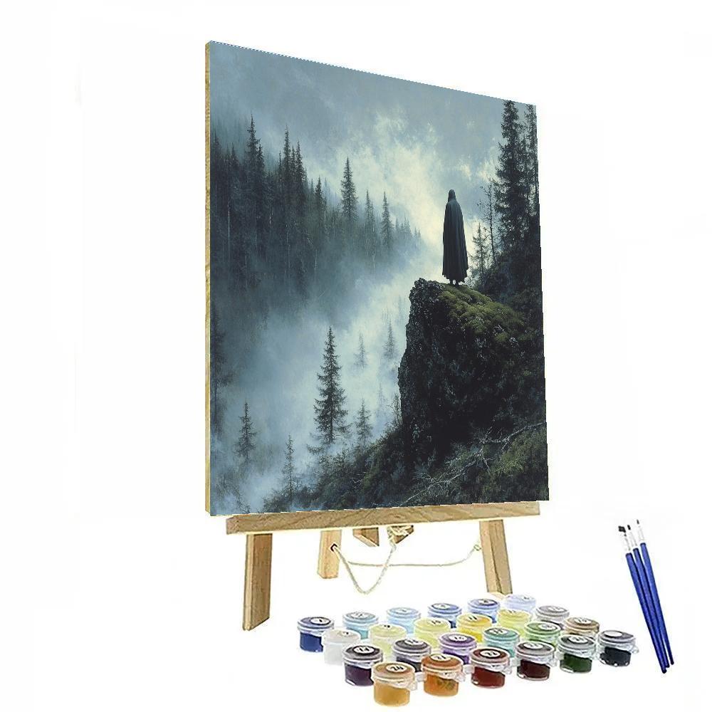 Caspar David Friedrich Inspired Wanderer In Misty Forest painting number kit