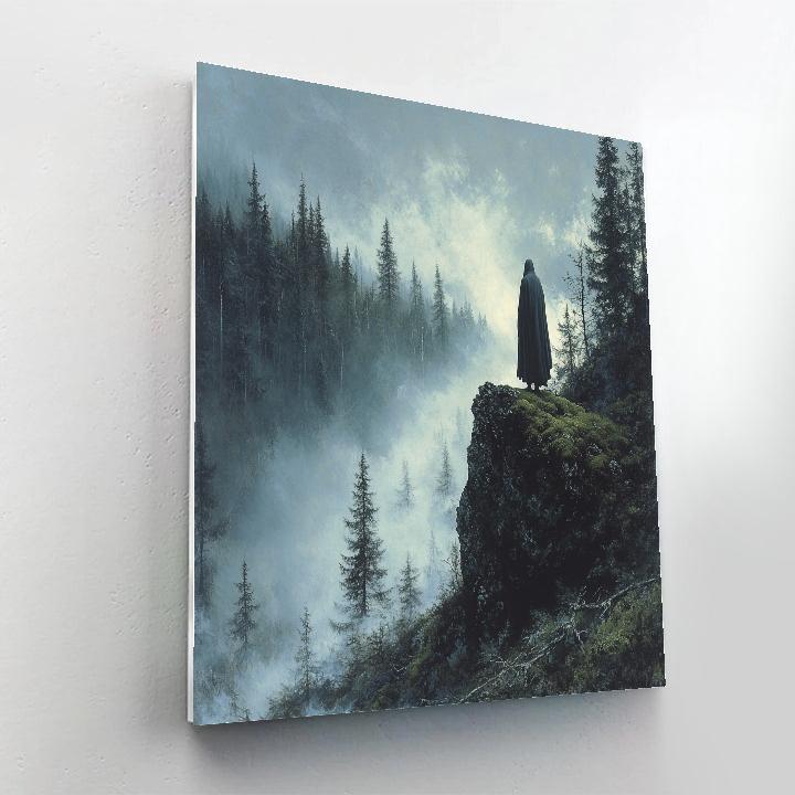 Caspar David Friedrich Inspired Wanderer In Misty Forest painting number kit