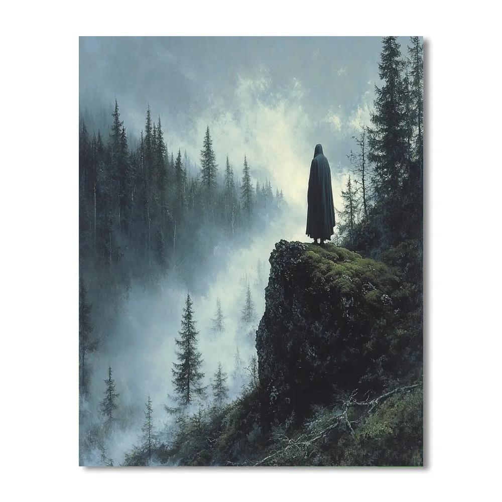 Caspar David Friedrich Inspired Wanderer In Misty Forest painting number kit