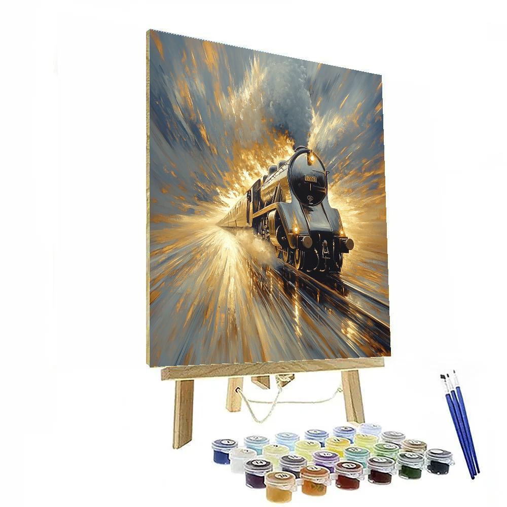 Turner Inspired Train Through Rainstorm paint by number