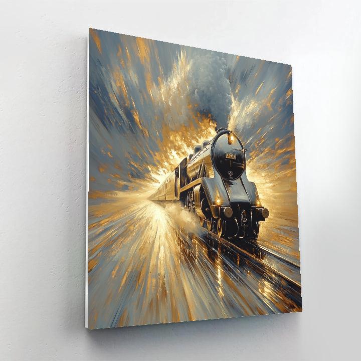 Turner Inspired Train Through Rainstorm paint by number