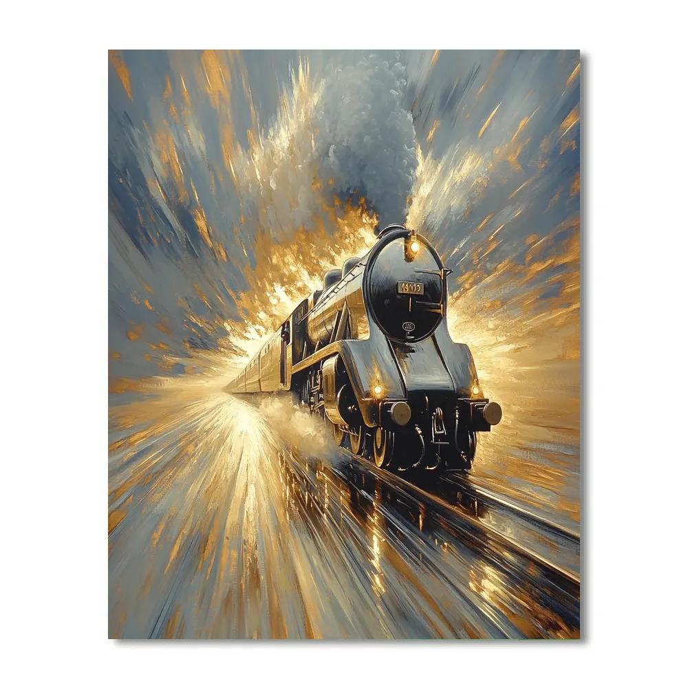 Turner Inspired Train Through Rainstorm paint by number