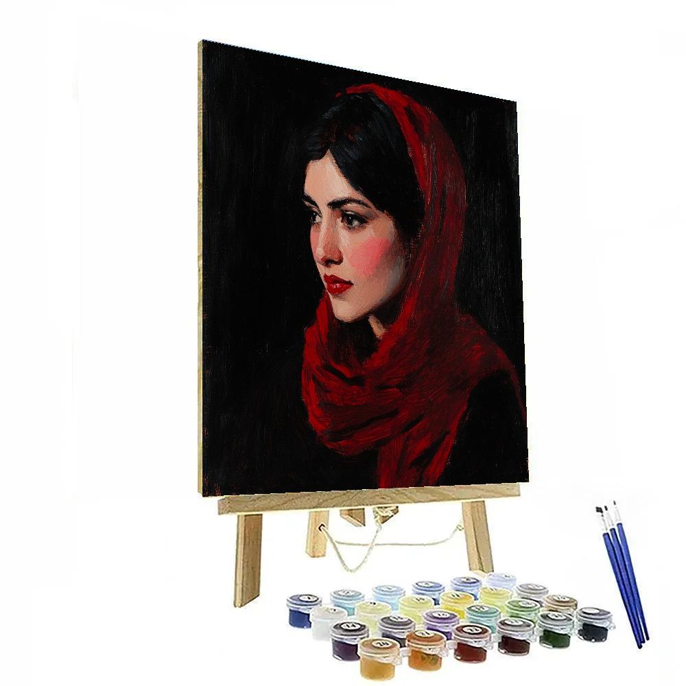 John Singer Sargent Inspired Portrait With Red Scarf Paint by numbers kits
