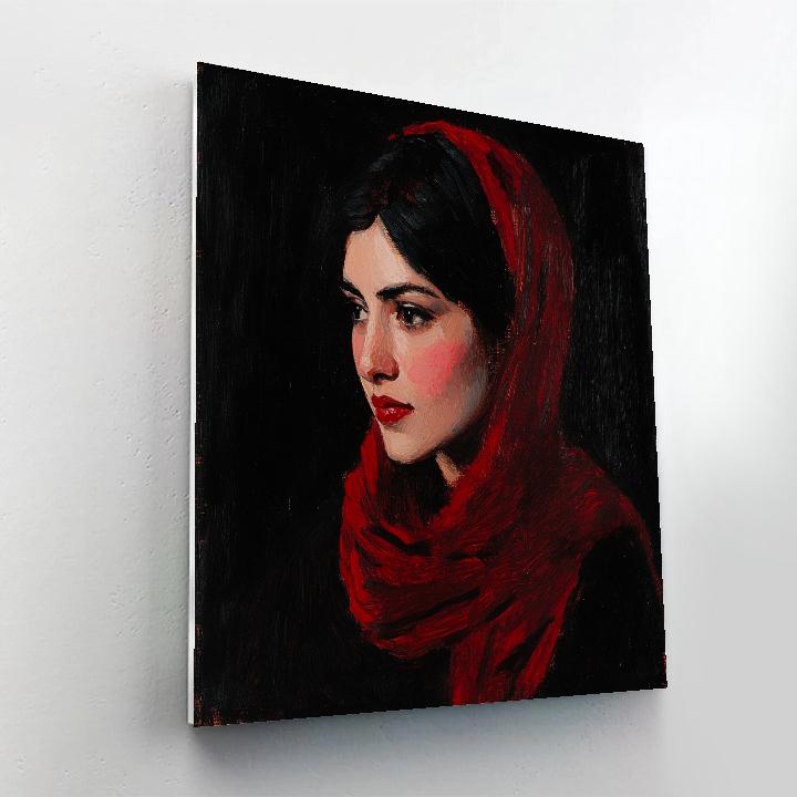 John Singer Sargent Inspired Portrait With Red Scarf Paint by numbers kits