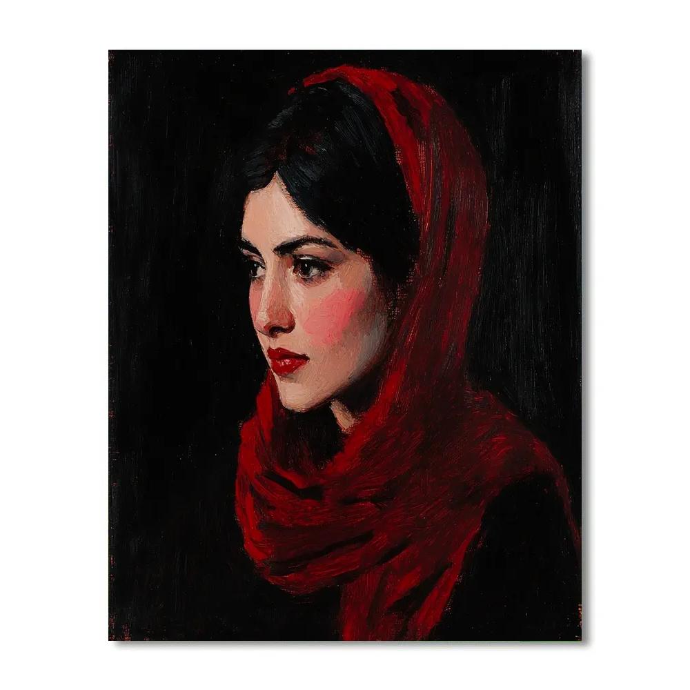 John Singer Sargent Inspired Portrait With Red Scarf Paint by numbers kits