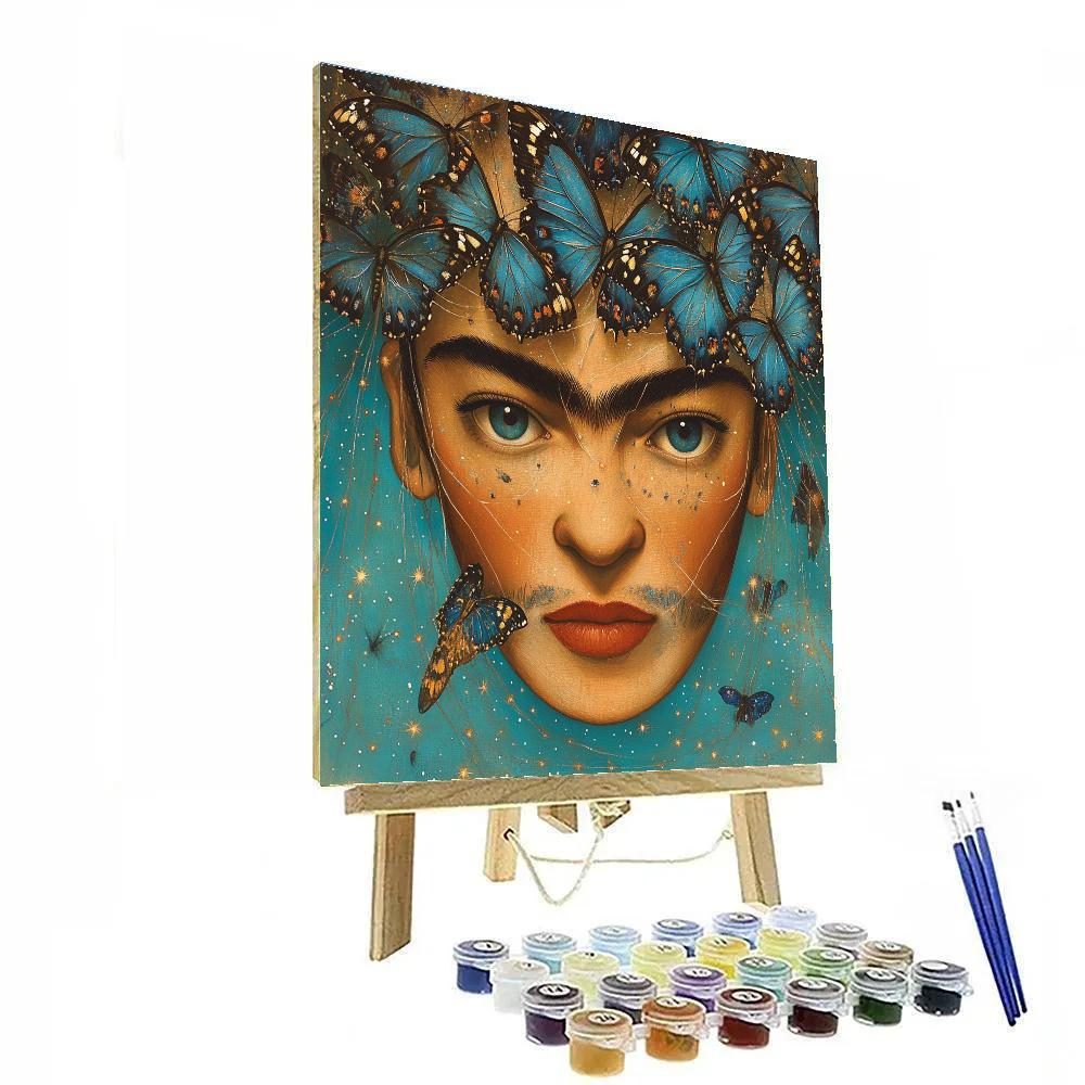 Frida Kahlo Inspired Self With Butterfly Veil Paint by numbers art