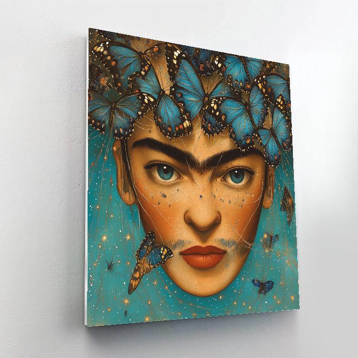 Frida Kahlo Inspired Self With Butterfly Veil Paint by numbers art