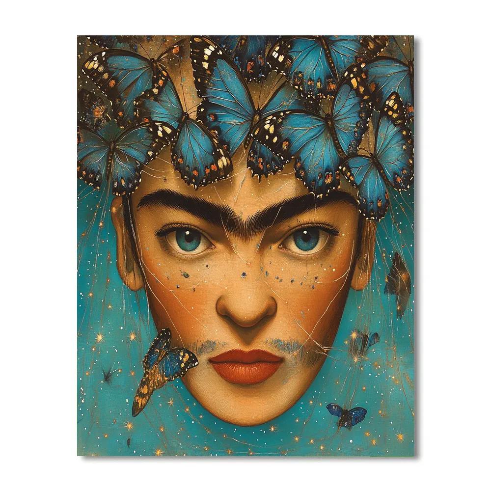 Frida Kahlo Inspired Self With Butterfly Veil Paint by numbers art