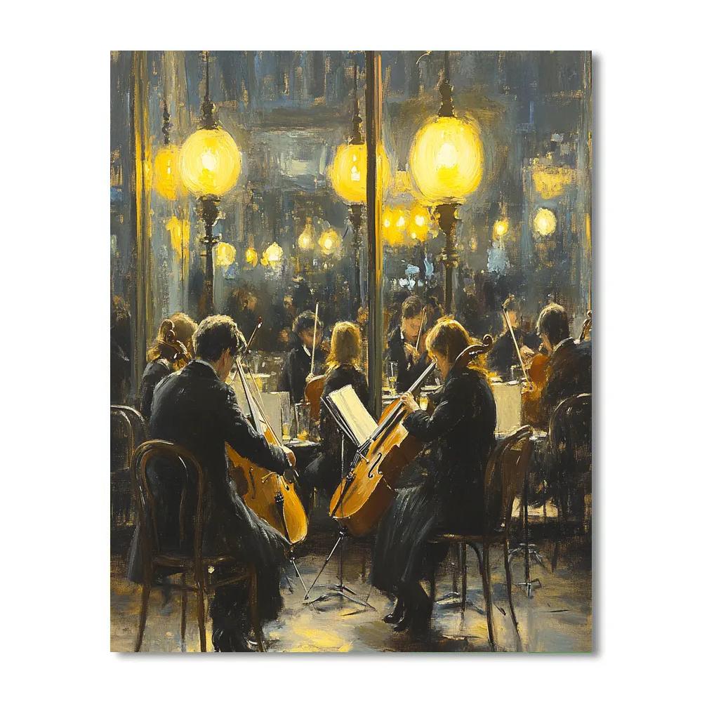 Degas Inspired Cafe Window Musicians painting number kit