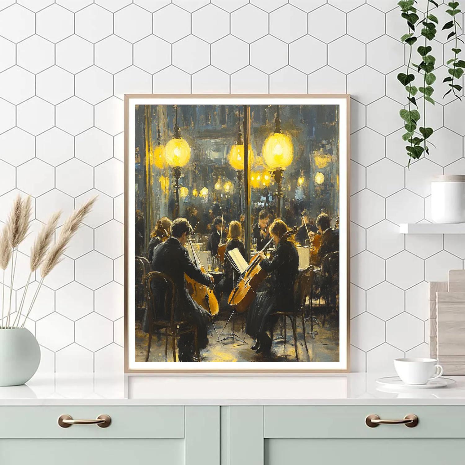 Degas Inspired Cafe Window Musicians painting number kit