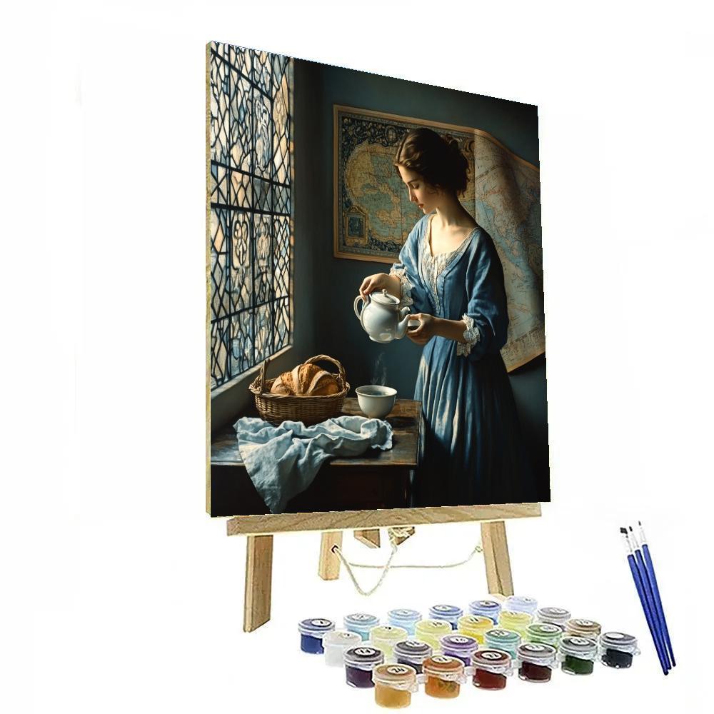 Vermeer Inspired Woman Pouring Tea Paint by numbers art