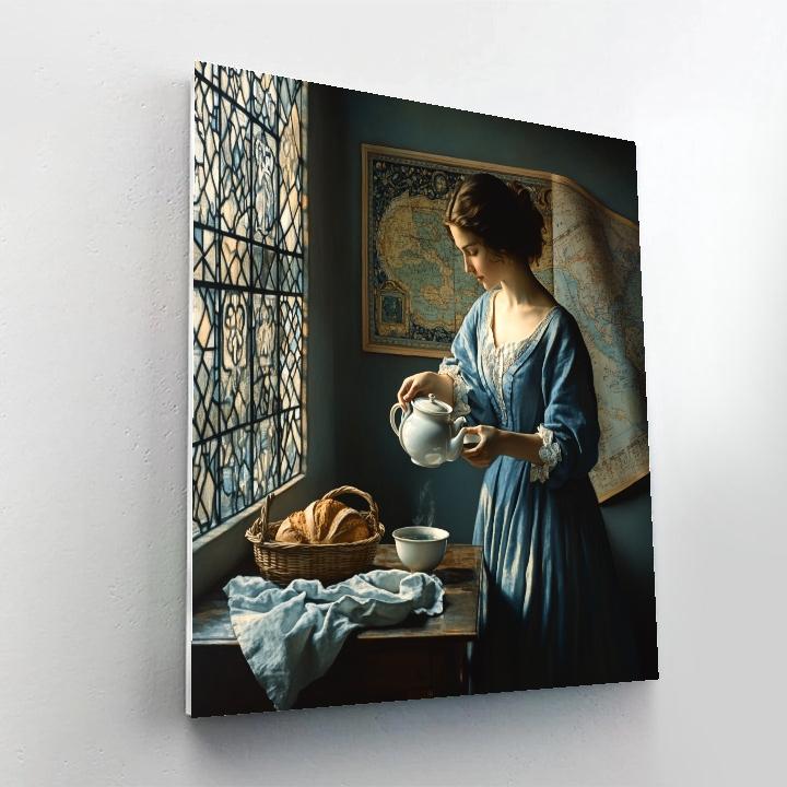 Vermeer Inspired Woman Pouring Tea Paint by numbers art