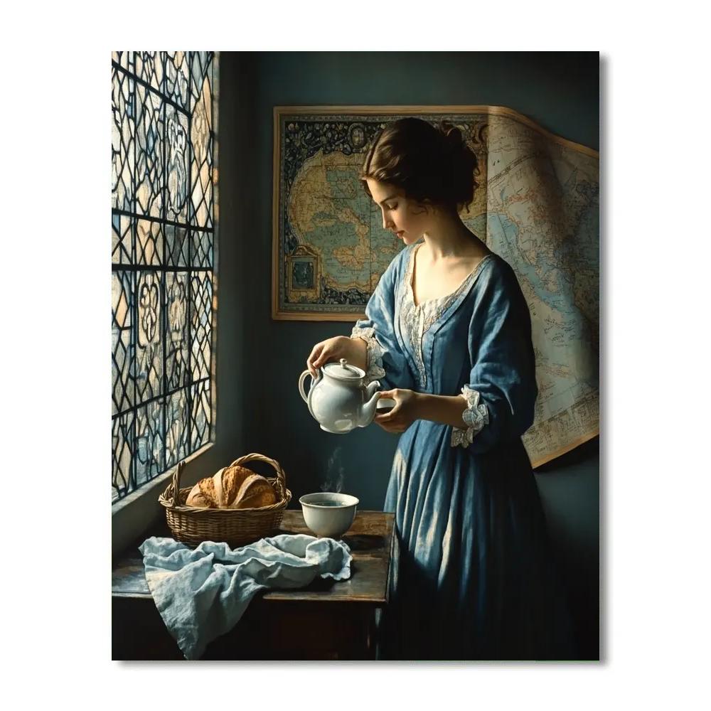 Vermeer Inspired Woman Pouring Tea Paint by numbers art