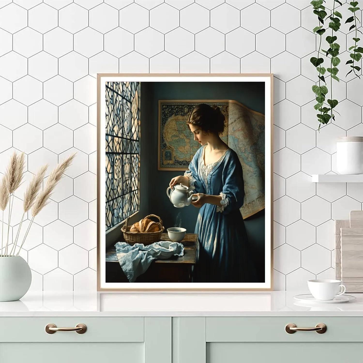 Vermeer Inspired Woman Pouring Tea Paint by numbers art