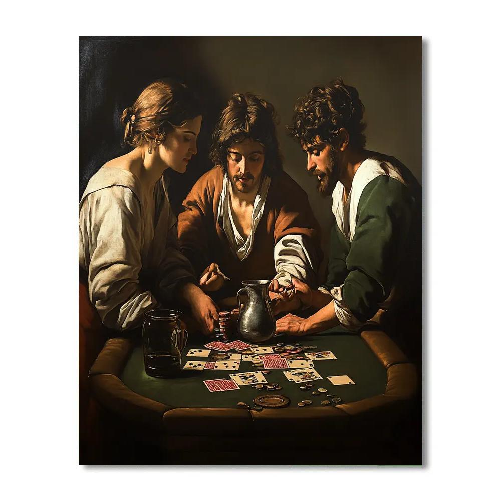 Caravaggio Inspired Cardsharps In Backroom DIY paint by numbers