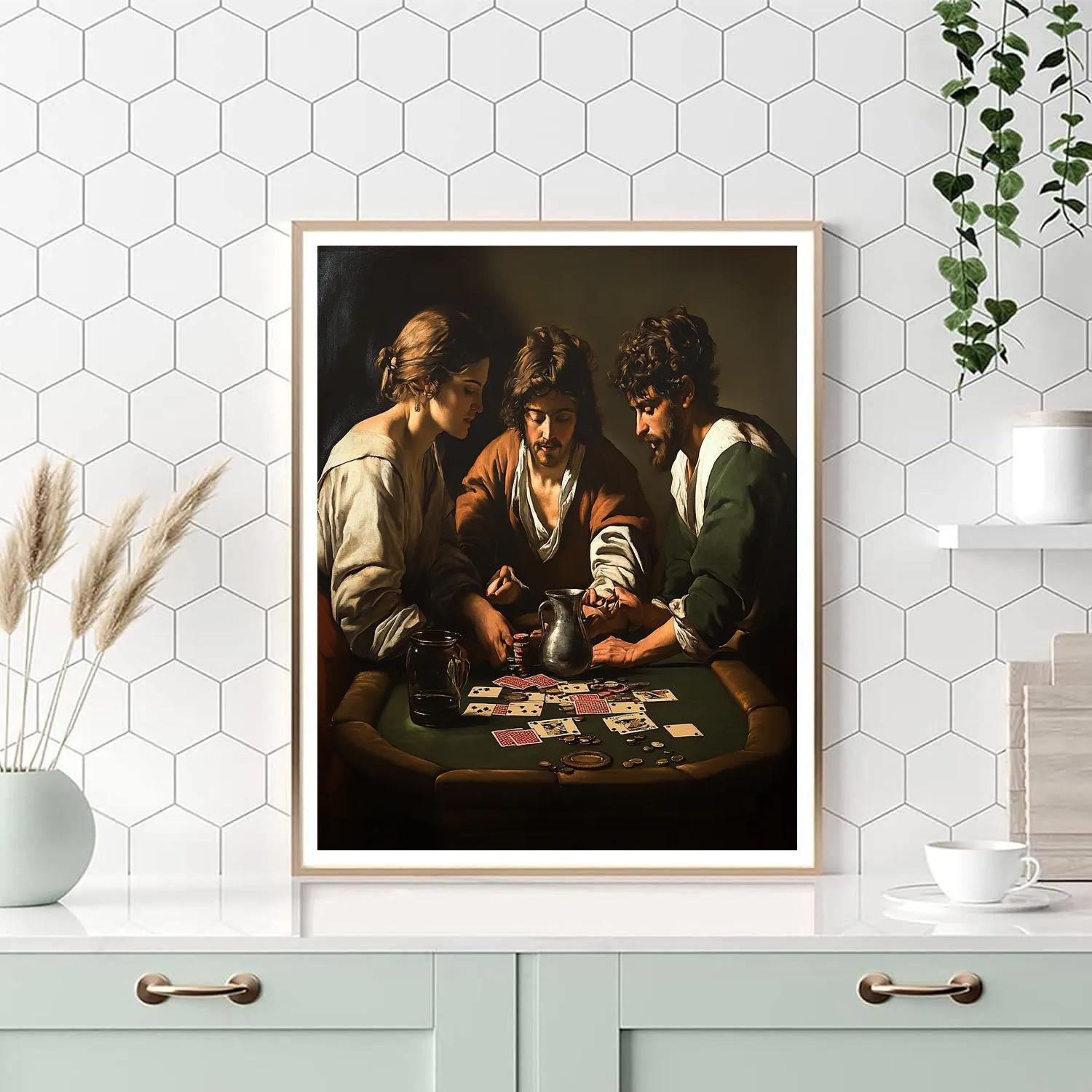 Caravaggio Inspired Cardsharps In Backroom DIY paint by numbers