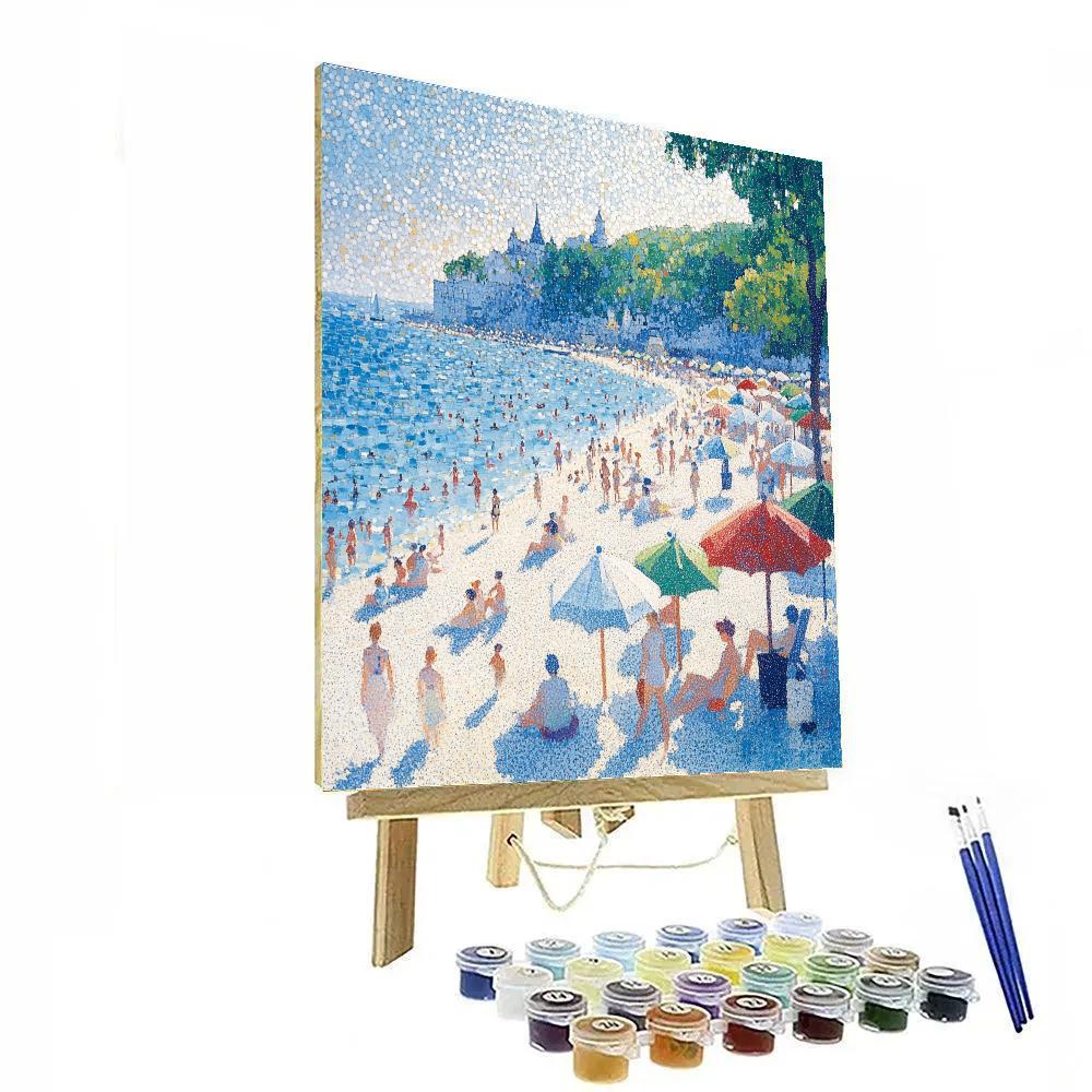 Seurat Inspired Beach Umbrellas At Noon Painting by numbers kit