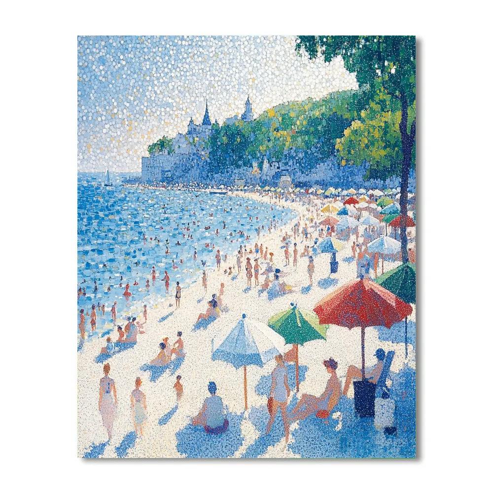 Seurat Inspired Beach Umbrellas At Noon Painting by numbers kit