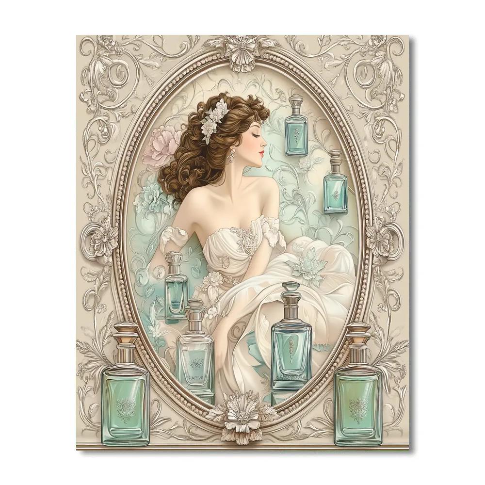Alphonse Mucha Inspired Perfume Bottles Muse painting number kit