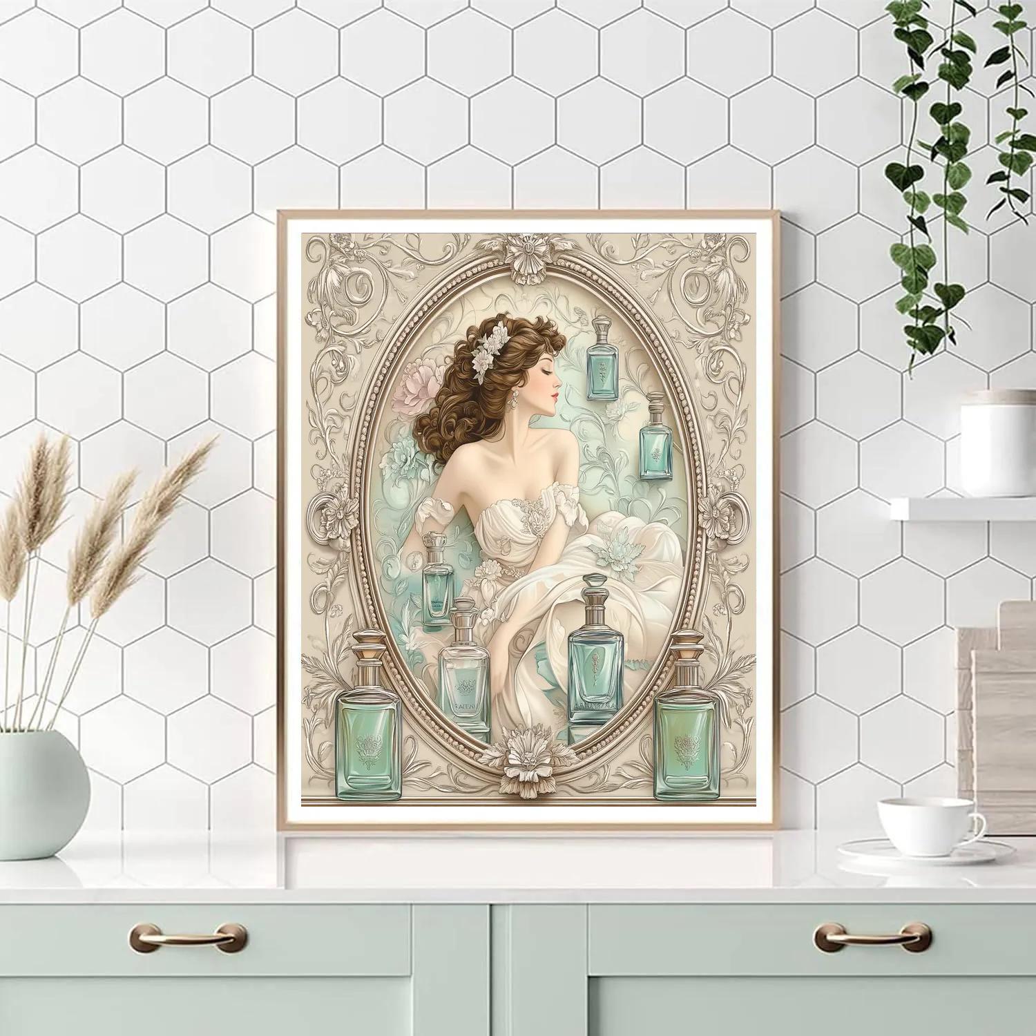 Alphonse Mucha Inspired Perfume Bottles Muse painting number kit