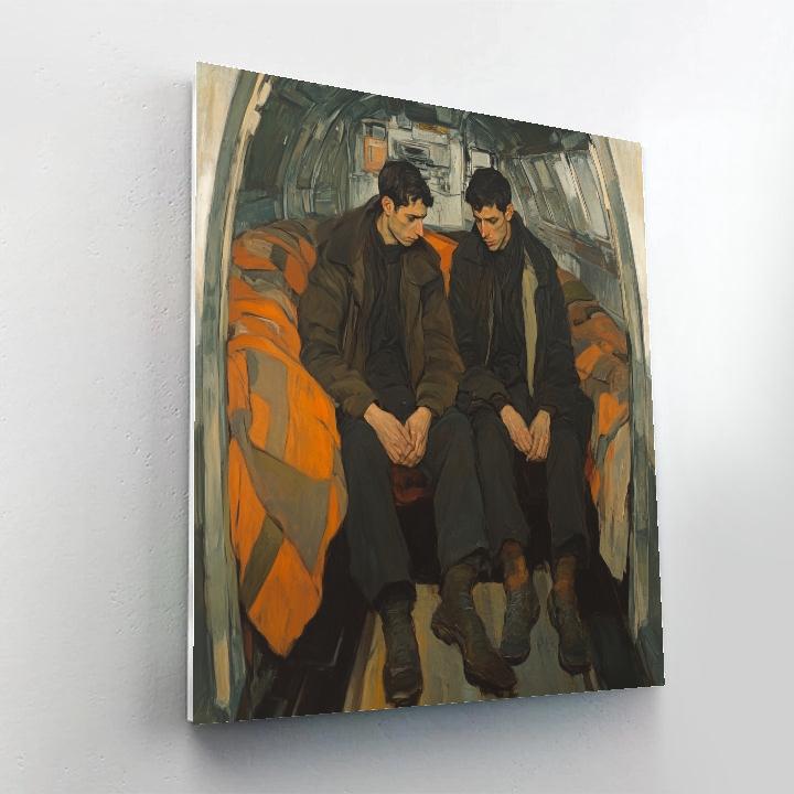 Egon Schiele Inspired Lovers In Small Room Numbered painting kits