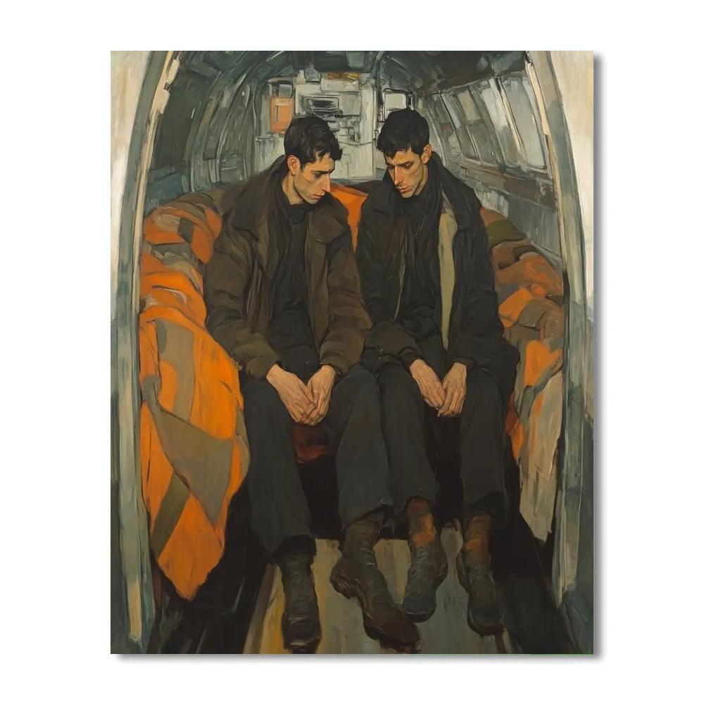 Egon Schiele Inspired Lovers In Small Room Numbered painting kits