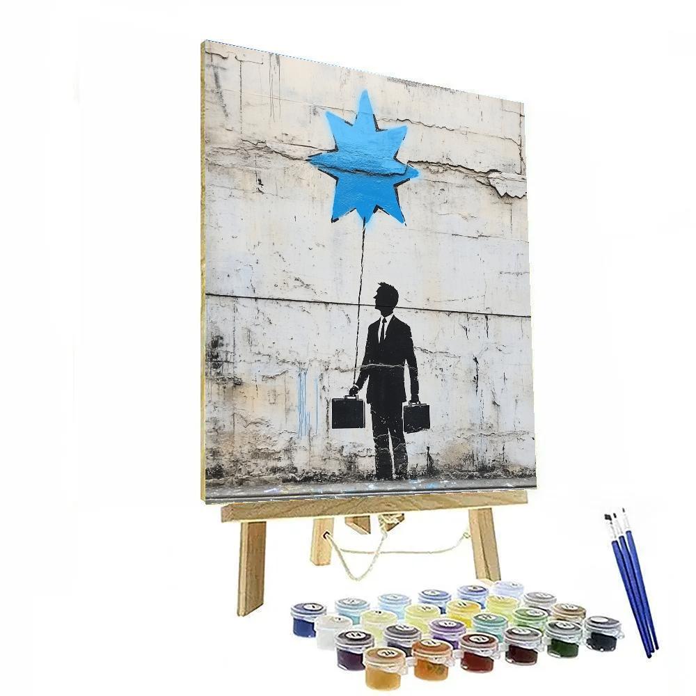 Banksy Inspired Businessman With Balloon Star Paint by numbers kits