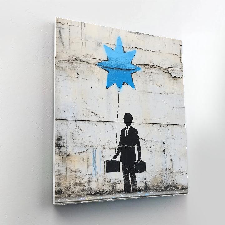 Banksy Inspired Businessman With Balloon Star Paint by numbers kits