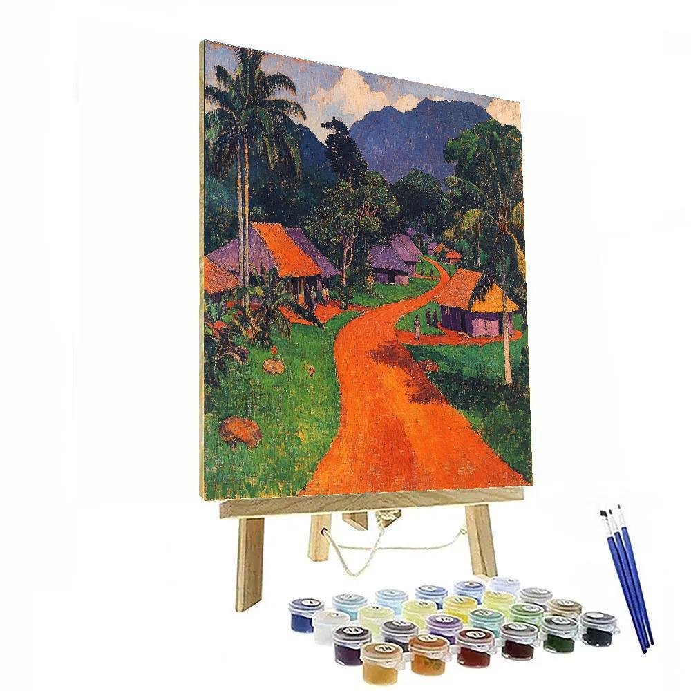 Gauguin Inspired Village With Red Earth Road Painting by numbers kit
