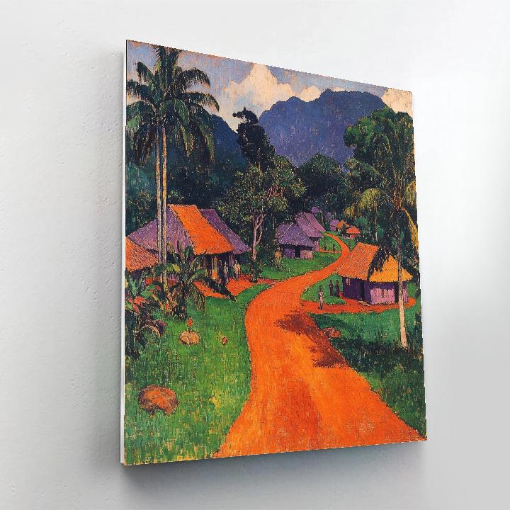Gauguin Inspired Village With Red Earth Road Painting by numbers kit