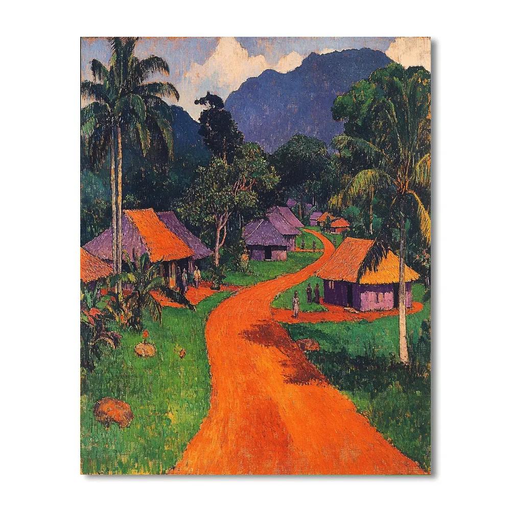 Gauguin Inspired Village With Red Earth Road Painting by numbers kit