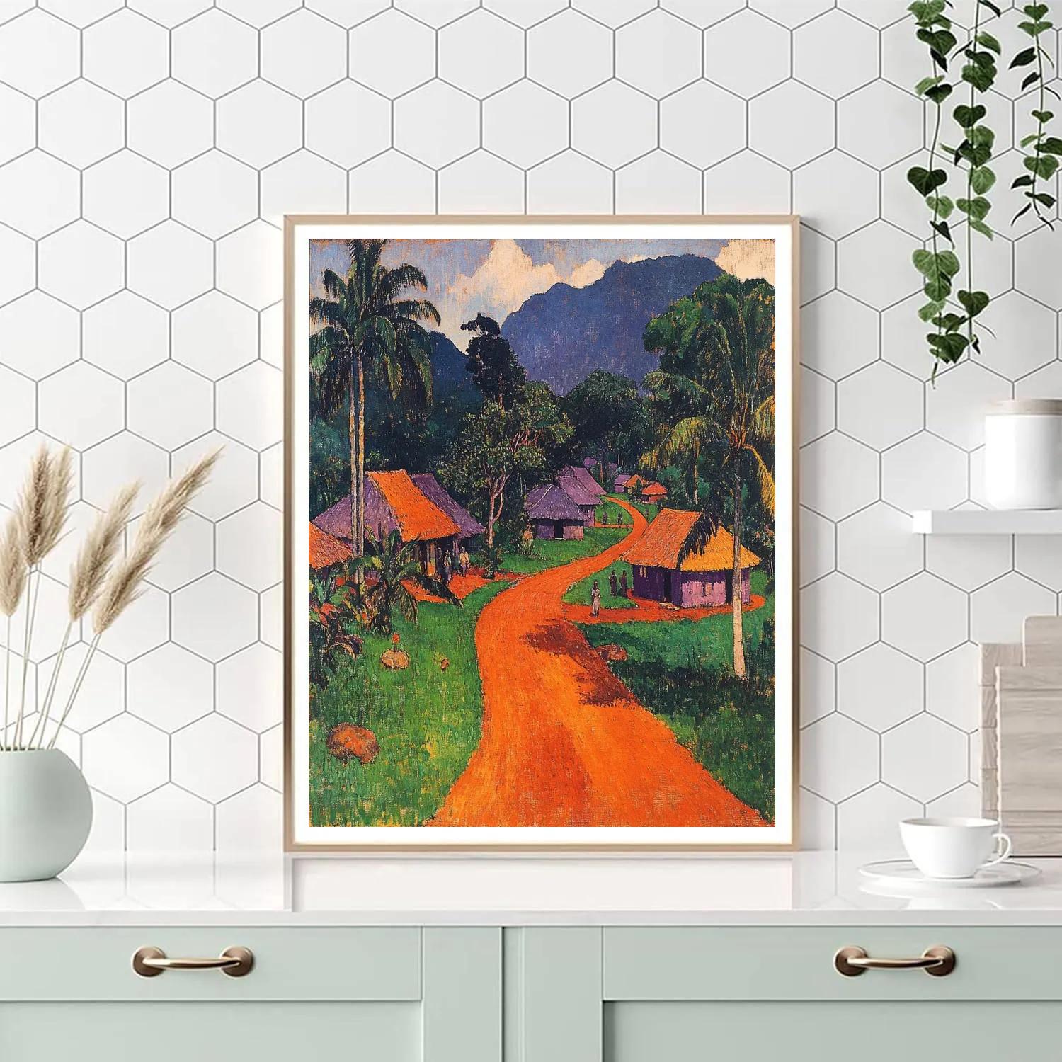 Gauguin Inspired Village With Red Earth Road Painting by numbers kit